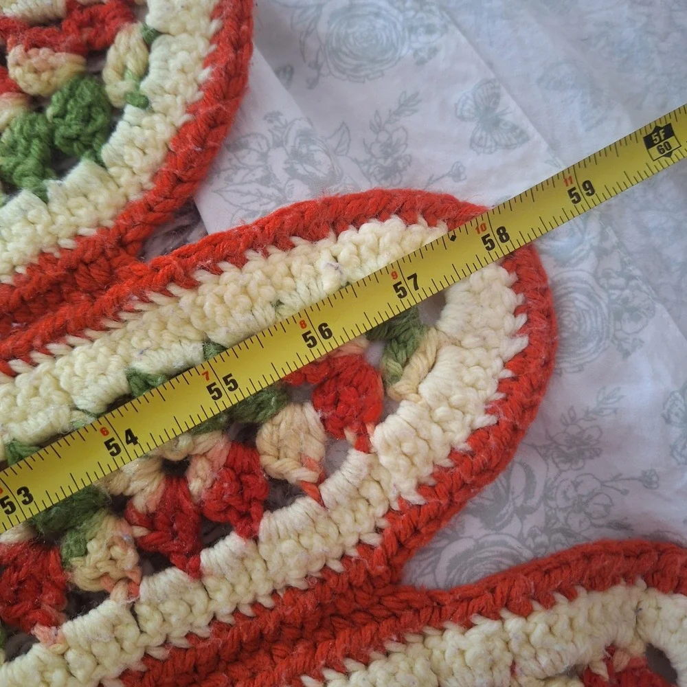 Vintage Strip‎ Afghan Throw Blanket 58x47 Orange Green MCM Decor